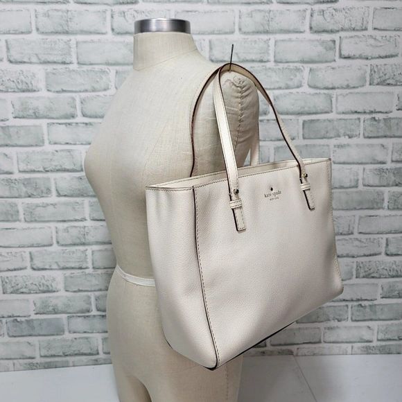 Kate Spade Grand Street Quinn Shoulder Bag Ivory Medium Leather Tote - Picture 2 of 12